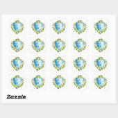 Sticker Carré Élégant bleu Floral citron Crest Monogram Mariage (Feuille)