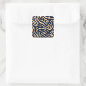 Sticker Carré Elégant bleu marine Gold Zebra Imprimer (Sac)