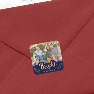 Sticker Carré Élégant Blue Festive Foliage Bright Holiday Photo