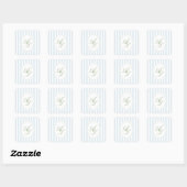 Sticker Carré Elegant Blue Stripes Monogram  (Feuille)