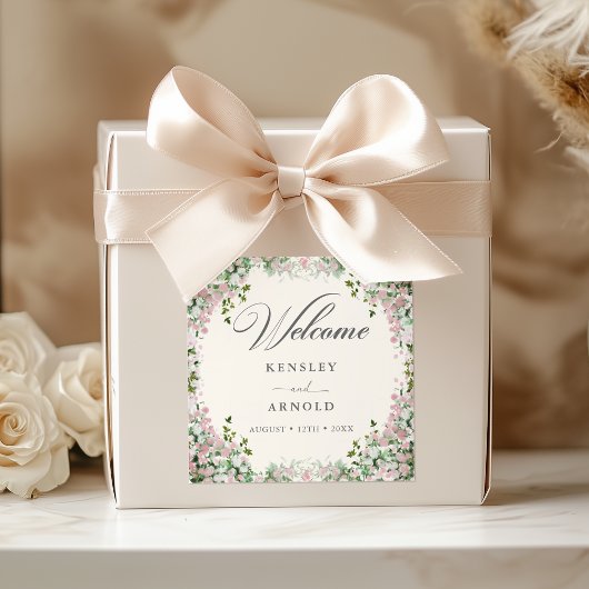 Sticker Carré Elegant Blush Garden Wedding