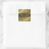 Sticker Carré Élégant Boho Dot Spirales Gold Mariage ethnique (Sac)