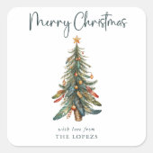 Sticker Carré Élégant Boho moderne Noël Arbre vacances (Devant)