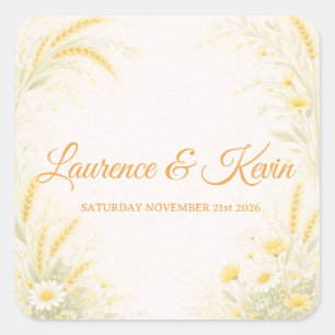 Sticker carré Elegant Botanical Wedding