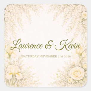 Sticker Carré Elegant Botanical Wedding