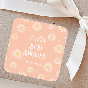 Sticker Carré Elégant boudé Pastels Printemps Baby shower Floral