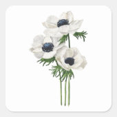 Sticker Carré Elégant bouquet d'anémone blanc (Devant)