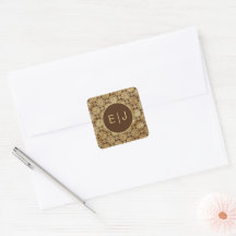 Élégant Brown & Or Dahlias Motif Monogramme