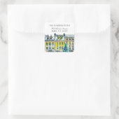 Sticker Carré Elegant Brownstone Christmas Art Return Adresse (Sac)