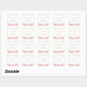 Sticker Carré Élégant cadeau de mariage floral or et rose blush (Feuille)