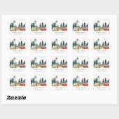 Sticker Carré Élégant Camping Aquarelle Pine Mariage (Feuille)