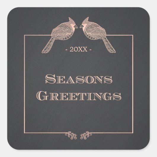 Sticker Carré Élégant Cardinal Or Rose Faux (Devant)