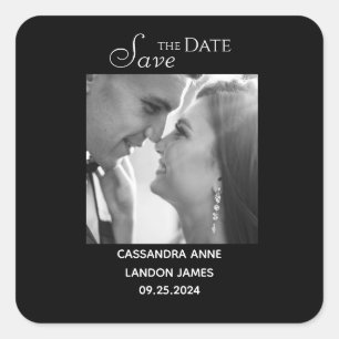 Sticker Carré Élégant Carré de Typographie Chic Photo en Noir