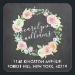 Sticker Carré Élégant Chalkboard Floral Wreath Return Adresse<br><div class="desc">Ajoutez facilement votre adresse de retour en utilisant ces autocollants simples mais très tendance. Ces autocollants peuvent être customisés pour de nombreuses utilisations,  y compris les autocollants de remerciement,  les étiquettes de produits,  les scellés d'enveloppe,  et bien plus encore.</div>