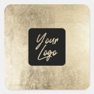 Sticker Carré Élégant chic feuille or moderne carré ajouter votr