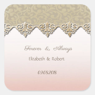 Sticker Carré Elegant Chic Mariage damassé
