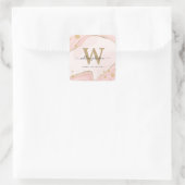 Sticker Carré Élégant Chic Monogram rose Parties scintillant or  (Sac)