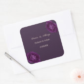 Sticker Carré Élégant chic violet Rose Mariage (Enveloppe)