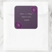 Sticker Carré Élégant chic violet Rose Mariage (Sac)