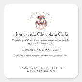 Sticker Carré Elegant Chocolate Berry Cake Bakery Ingredient (Devant)