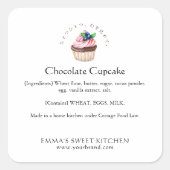 Sticker Carré Elegant Chocolate Berry Cupcake Bakery Ingredient (Devant)