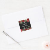 Sticker Carré Elegant Christmas Dinner Party Red Flowers (Enveloppe)
