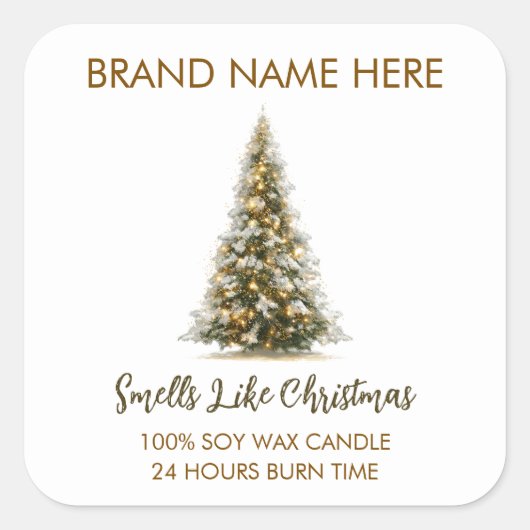 Sticker Carré Elegant Christmas Tree Candle Labels (Devant)