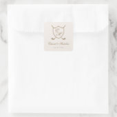 Sticker Carré Élégant Classic Crest Monogram Mariage de golf (Sac)