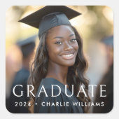 Sticker Carré Élégant classique de diplôme de la photo diplômée (Devant)