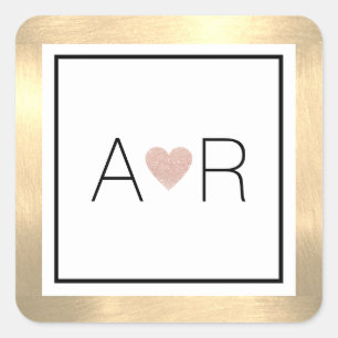 Sticker Carré élégant classique mariage amour monogramme