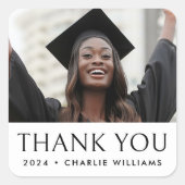 Sticker Carré Elégant classique photo de graduation merci (Devant)