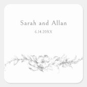 Sticker Carré Élégant classique Rococo Floral (Devant)