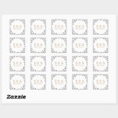 Sticker Carré Élégant classique rustique vintage mariage monogra (Feuille)
