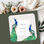 Sticker Carré Elégant Classy Ornate Aquarelle Peacock Mariage<br><div class="desc">Classy Ornate Watercolor Peacock Collection - c'est une élégante aquarelle Illustration de paon lumineux coloré, avec une bordure ornée. Idéal pour vos mariage et fêtes de classe moderne. Il est très facile de customiser, avec vos données personnelles. Si vous avez besoin d'un autre produit correspondant ou de la personnalisation, veuillez...</div>