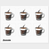 Sticker Carré Elegant Coffee Cup Illustration (Feuille)