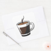 Sticker Carré Elegant Coffee Cup Illustration (Enveloppe)