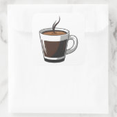 Sticker Carré Elegant Coffee Cup Illustration (Sac)