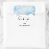 Sticker Carré Elégant Cool Bleu Agate et Parties scintillant Or  (Sac)