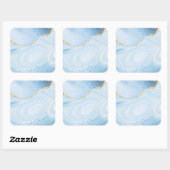 Sticker Carré Elégant Cool Blue Agate et Parties scintillant or (Feuille)