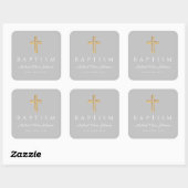 Sticker Carré Élégant culte croix garçon Baptême (Feuille)