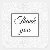 Sticker Carré Elégant Damask Merci Mariage blanc (Devant)