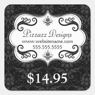 Sticker Carré Élégant Damask Swirls Price Tag