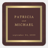 Sticker Carré Elegant deep burgundy gold personalized wedding  (Devant)
