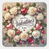 Sticker Carré Elégant design de Saint Valentin avec Rose (Devant)