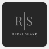 Sticker Carré Élégant do-it-yourself gris monogramme et nom blan (Devant)