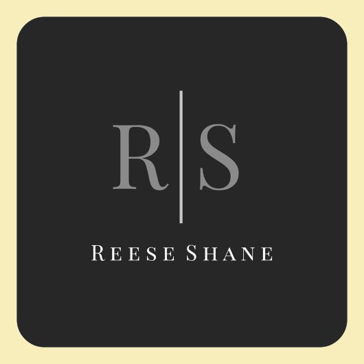 Sticker Carré Élégant do-it-yourself gris monogramme et nom blan