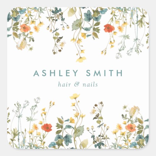 Sticker Carré Élégant domaine Fleur sauvage (Devant)