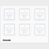 Sticker Carré Elegant Dusty Blue Cross Boy First Communion  (Feuille)
