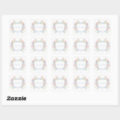 Sticker Carré Elegant Dusty Blue Pastel Wildflower Crest Wedding (Feuille)