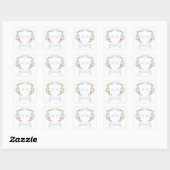 Sticker Carré Elegant Dusty Blue Pastel Wildflower Crest Wedding (Feuille)